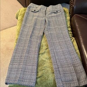 Textured Black & White Wide-Leg Trousers